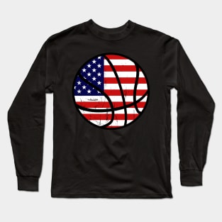 Usa America Flag Basketball 4Th Of July Long Sleeve T-Shirt